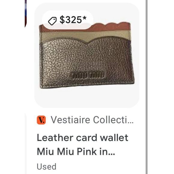 New in Box Miu Miu Silver Pink Leather Card Holder Wallet - Picture 11 of 11